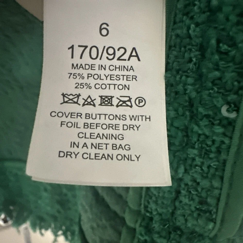 Kate Spade‎ Size 6 Sequin Tinsel Tweed Blazer Double Breasted Tropical Leaf Chic